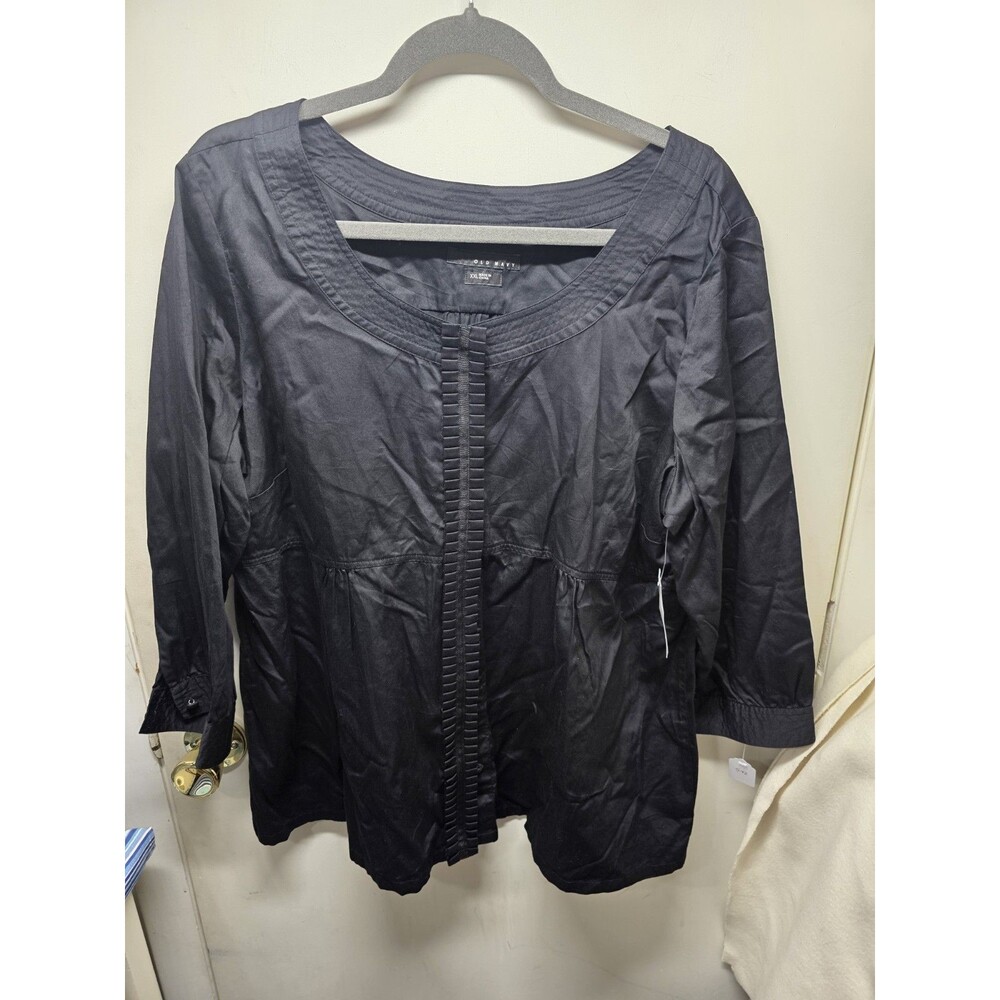 NWT OLD NAVY WOMEN BLACK SIZE XXL 3/4 SLEEVE SNAP FRONT BLOUSE